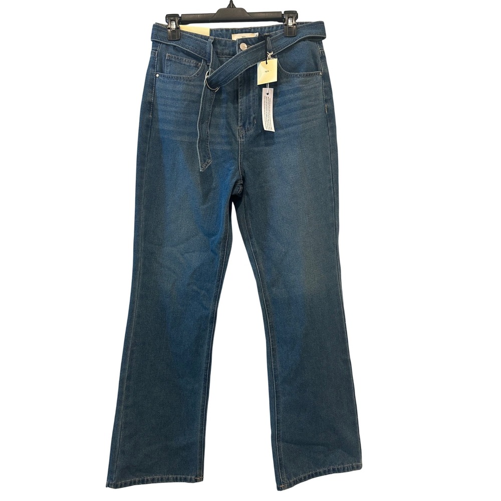 tgla Francesca's High‎ Rise Flare Jeans Medium Wash Belted Size 28 PW2006000